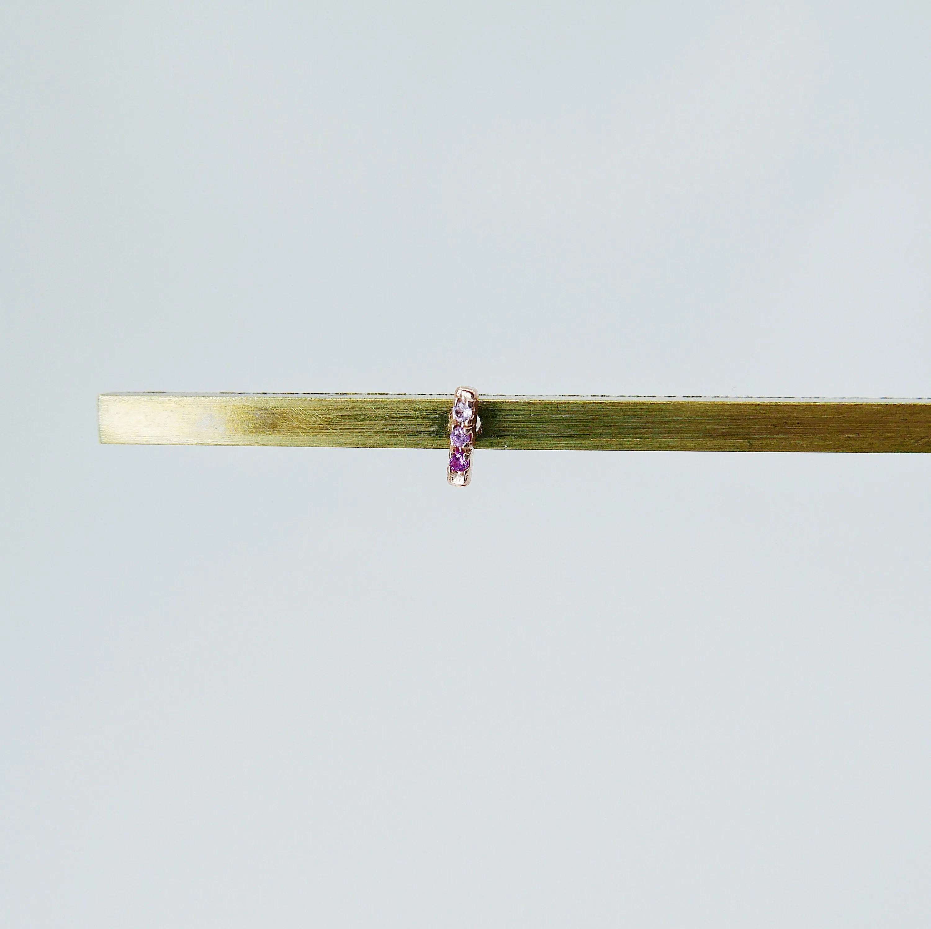 Mini Pink Sapphire Ombre Bar Earrings