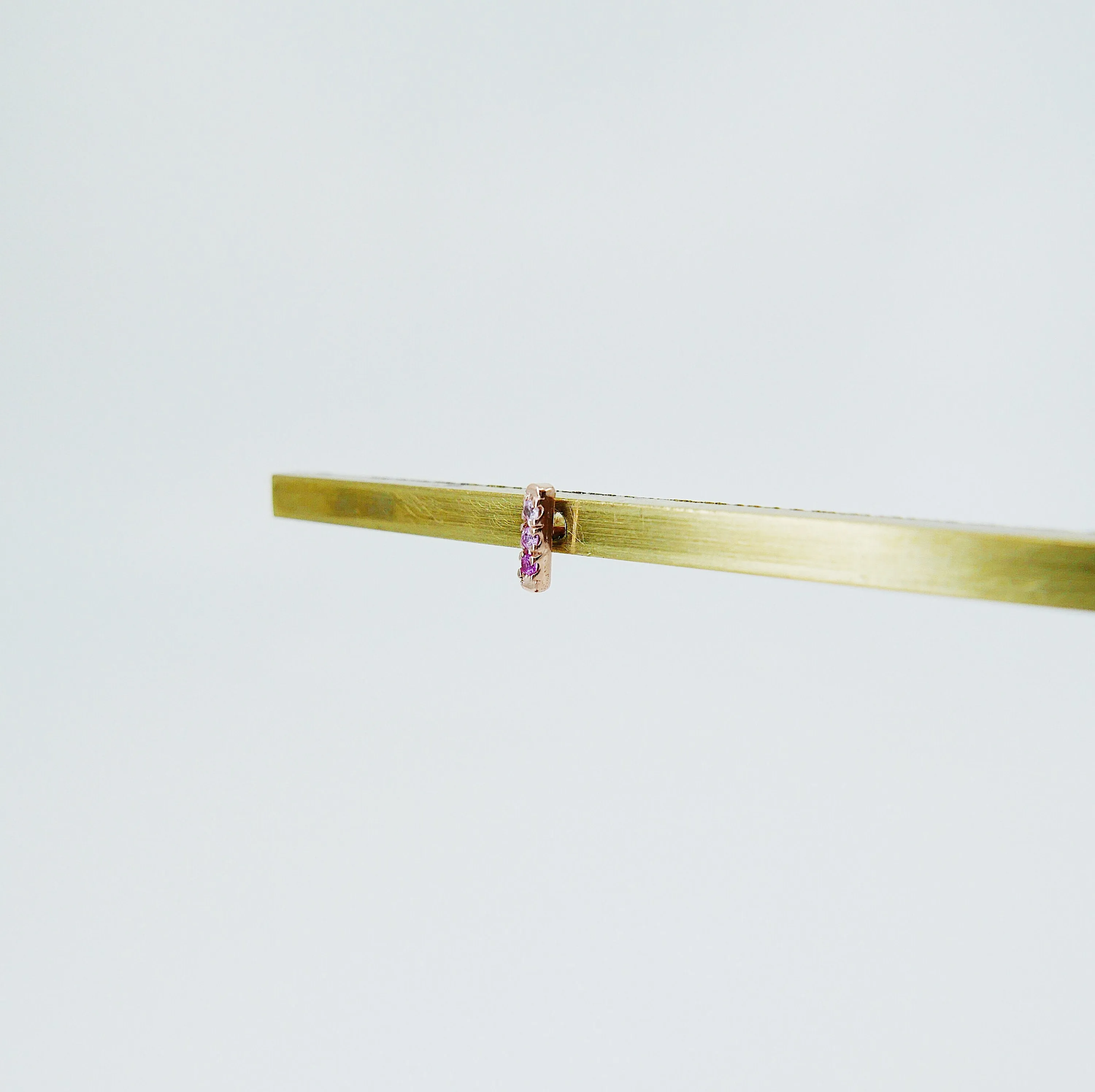 Mini Pink Sapphire Ombre Bar Earrings