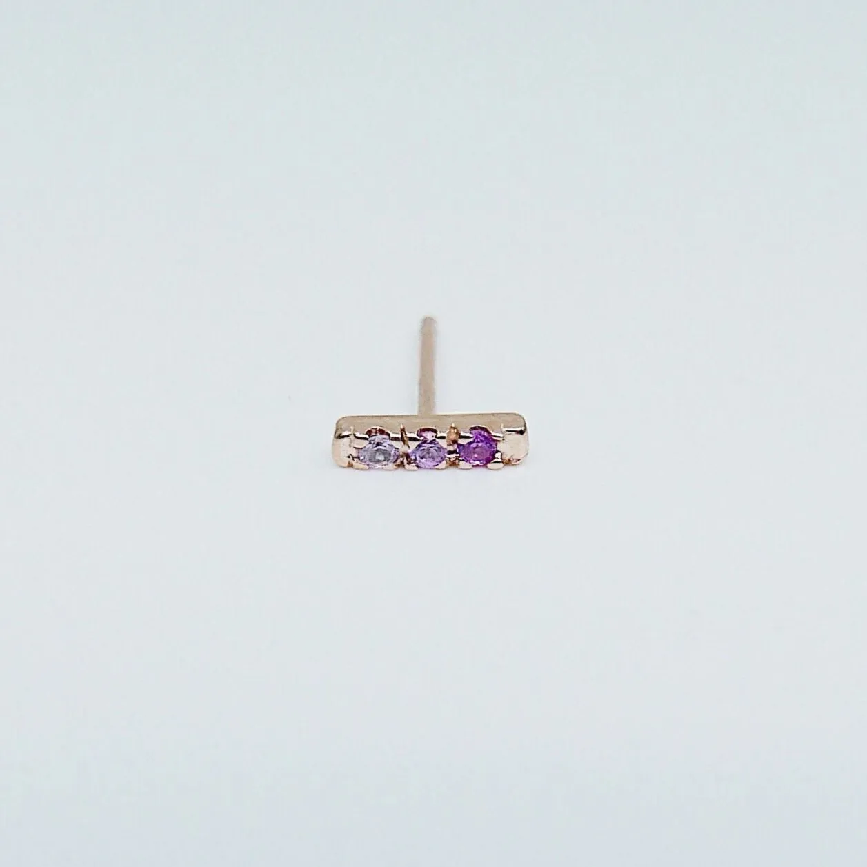 Mini Pink Sapphire Ombre Bar Earrings