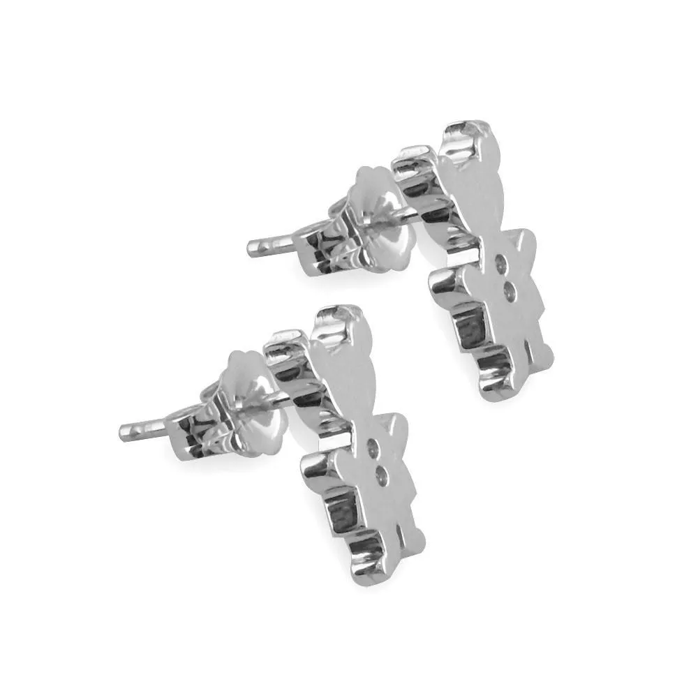 Mini Sziro Girl Earrings with Post Backs in 14k White Gold