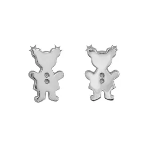 Mini Sziro Girl Earrings with Post Backs in 14k White Gold