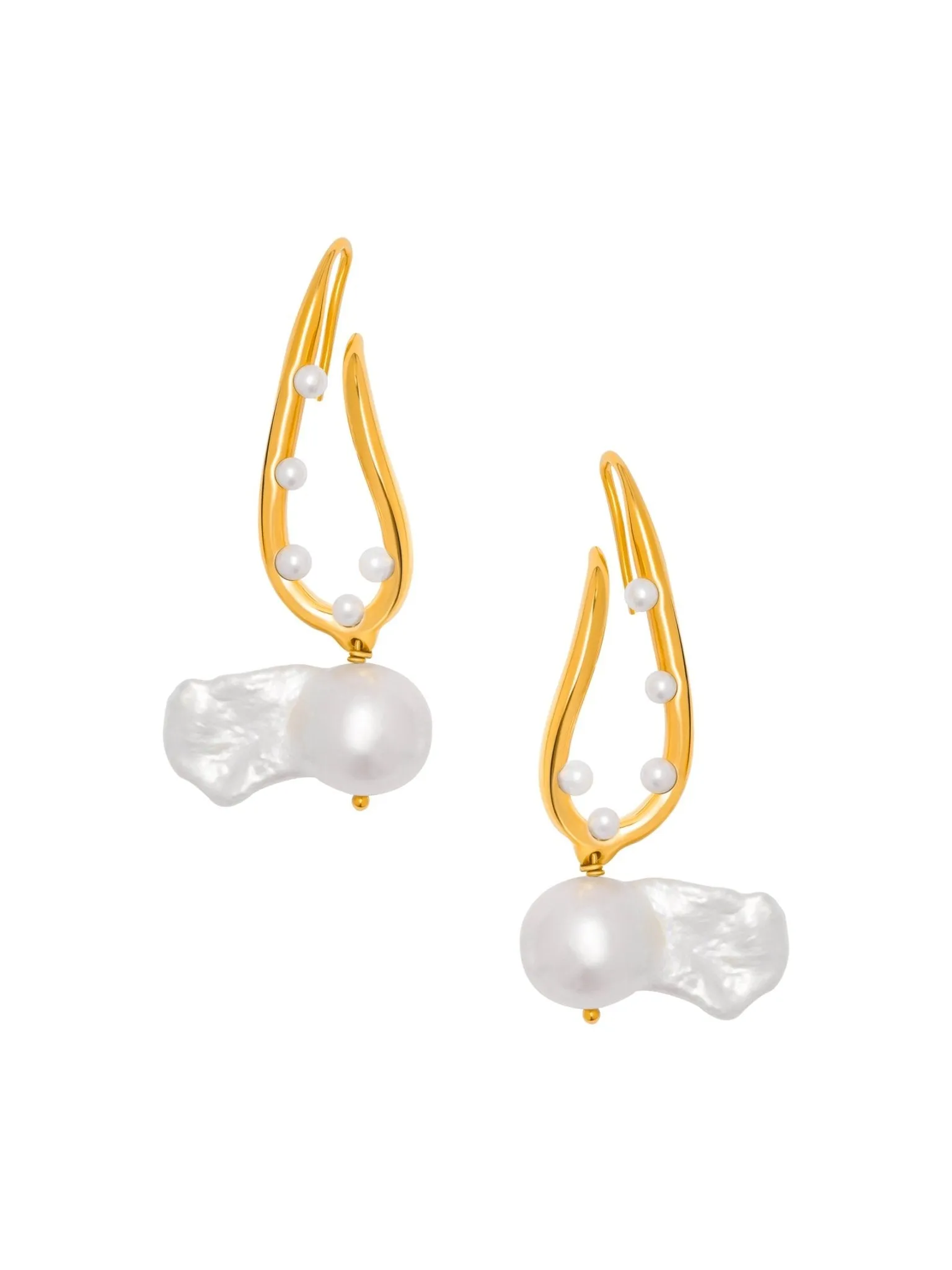 Mini Twist Link Earrings with Baroque Pearls