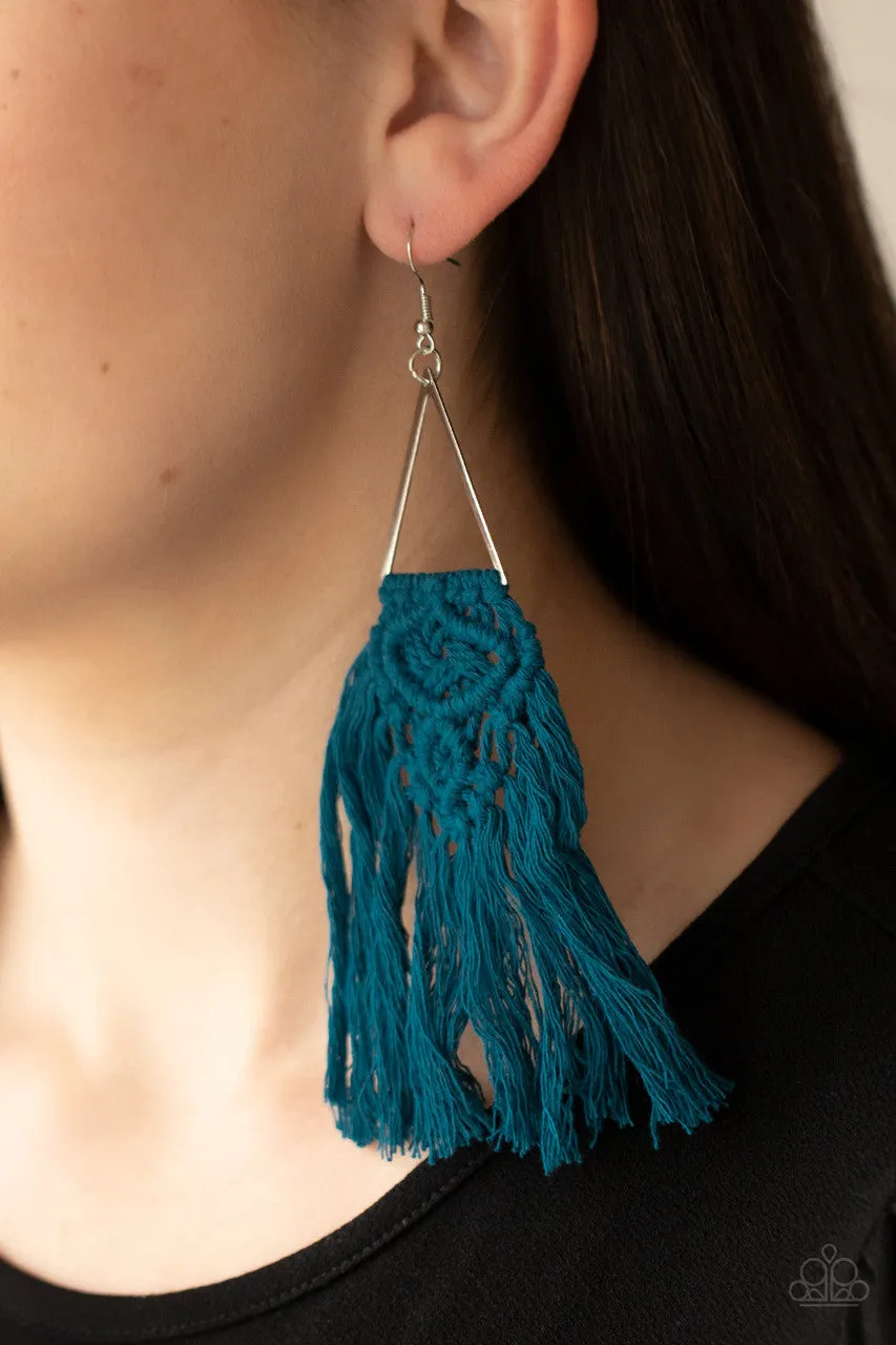 Modern Day Macrame Blue Paparazzi Earrings