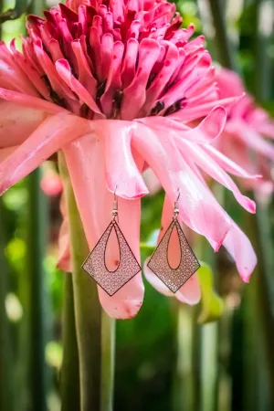 Modern Diamond - White Brass Earrings