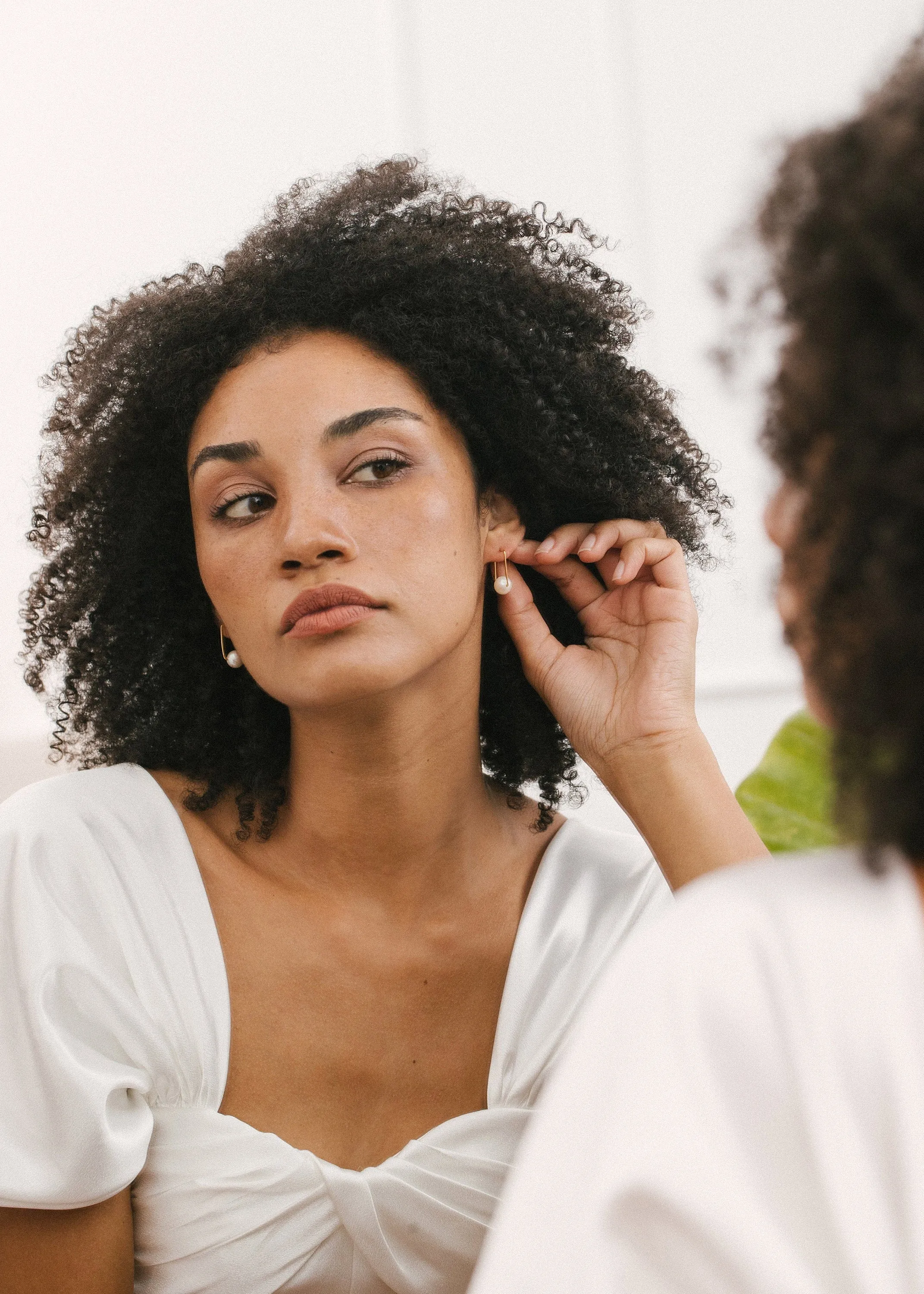 Modern Pearl Hoop Earrings