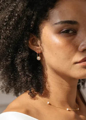 Modern Pearl Hoop Earrings