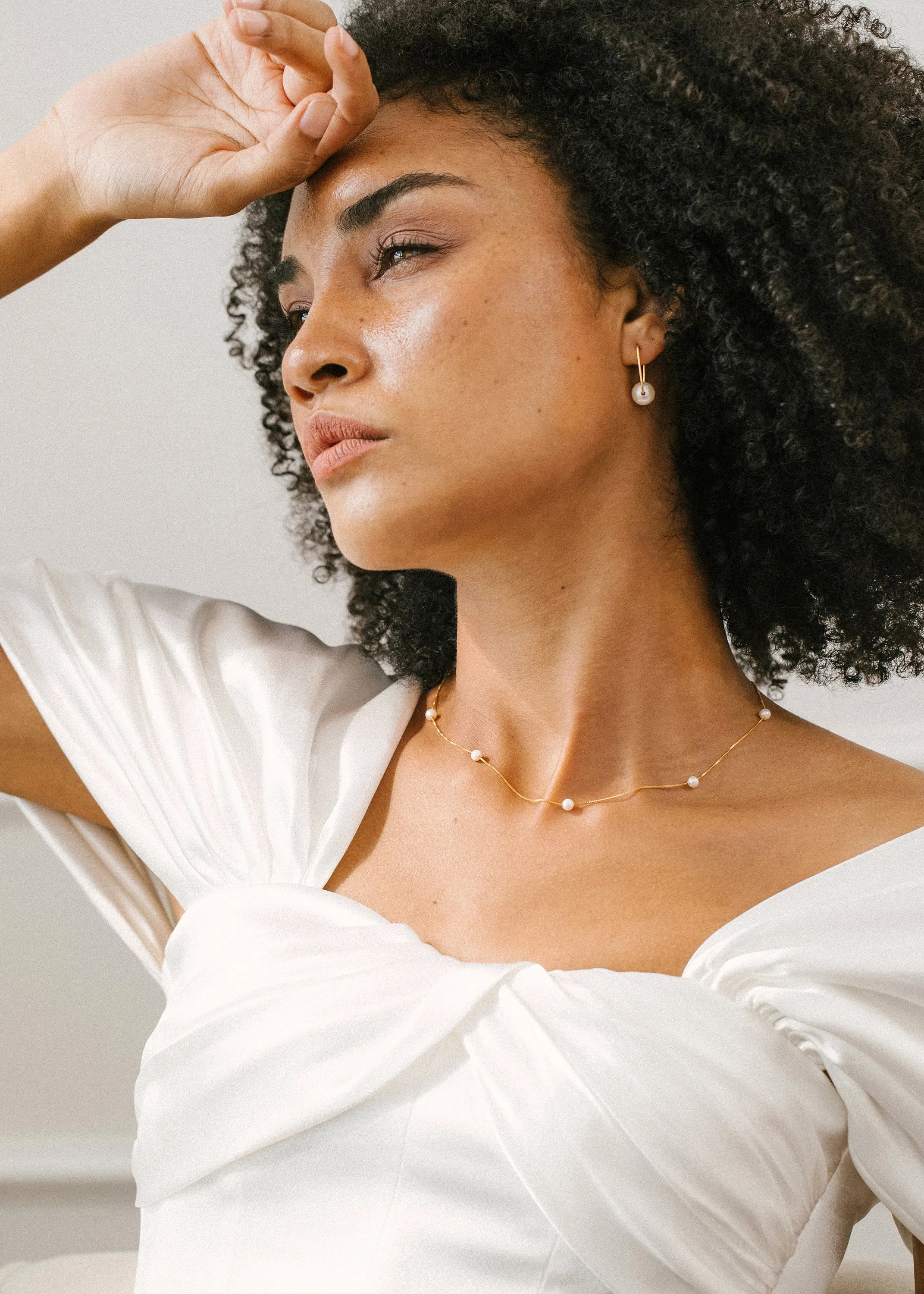 Modern Pearl Hoop Earrings