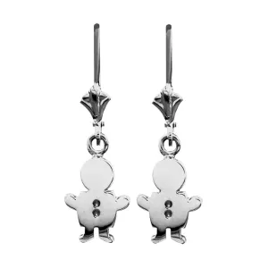 Moms Dangling Mini Sziro Boy Charm Earrings in 14k White Gold