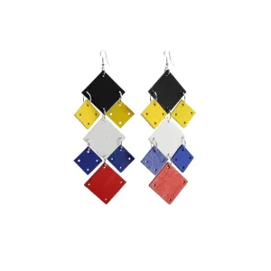 Mondrian Collection - Squares Chandelier Earrings