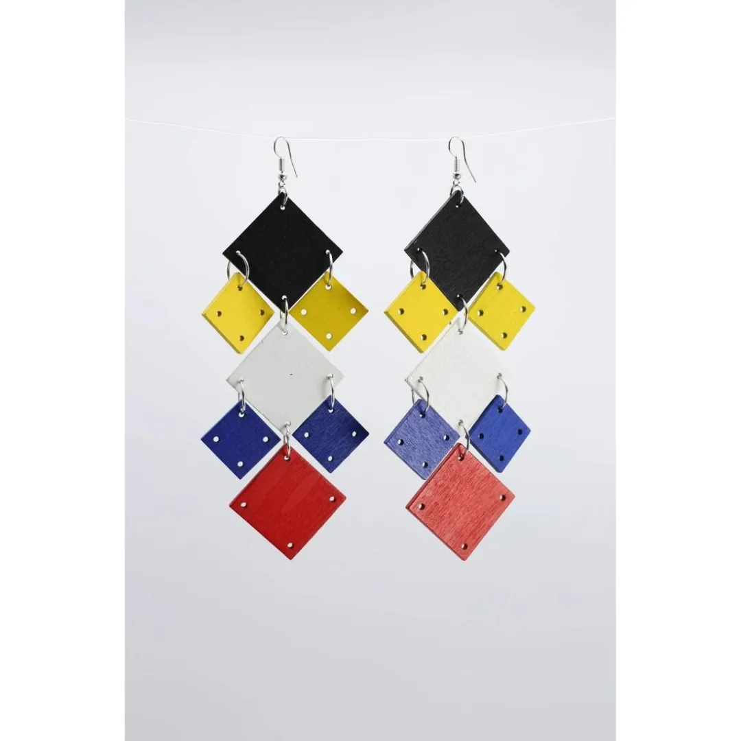 Mondrian Collection - Squares Chandelier Earrings
