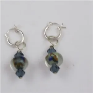 Montana Laturn Blue Artisan Glass Bead Hoop Earrings