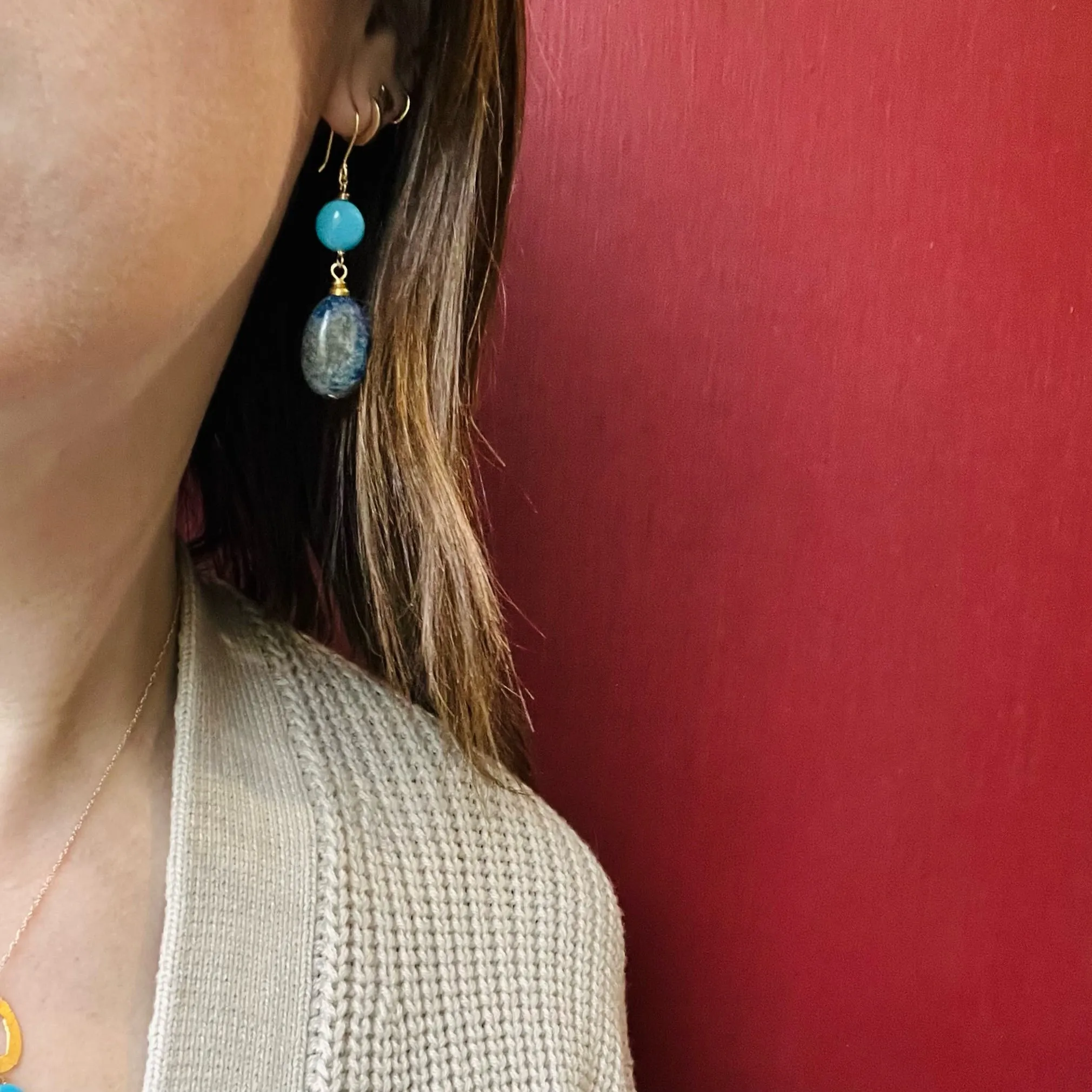 Moody Blues Turquoise & Sodalite Earrings by brunet
