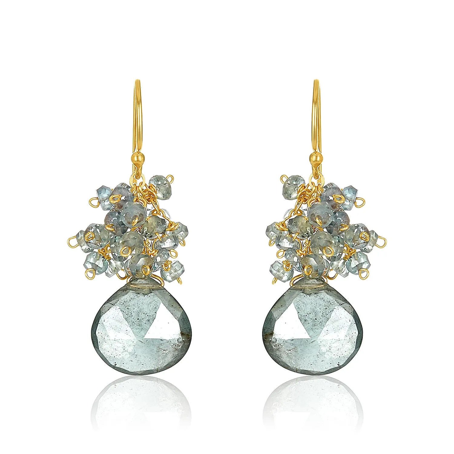 Moss Aquamarine Cluster Earrings