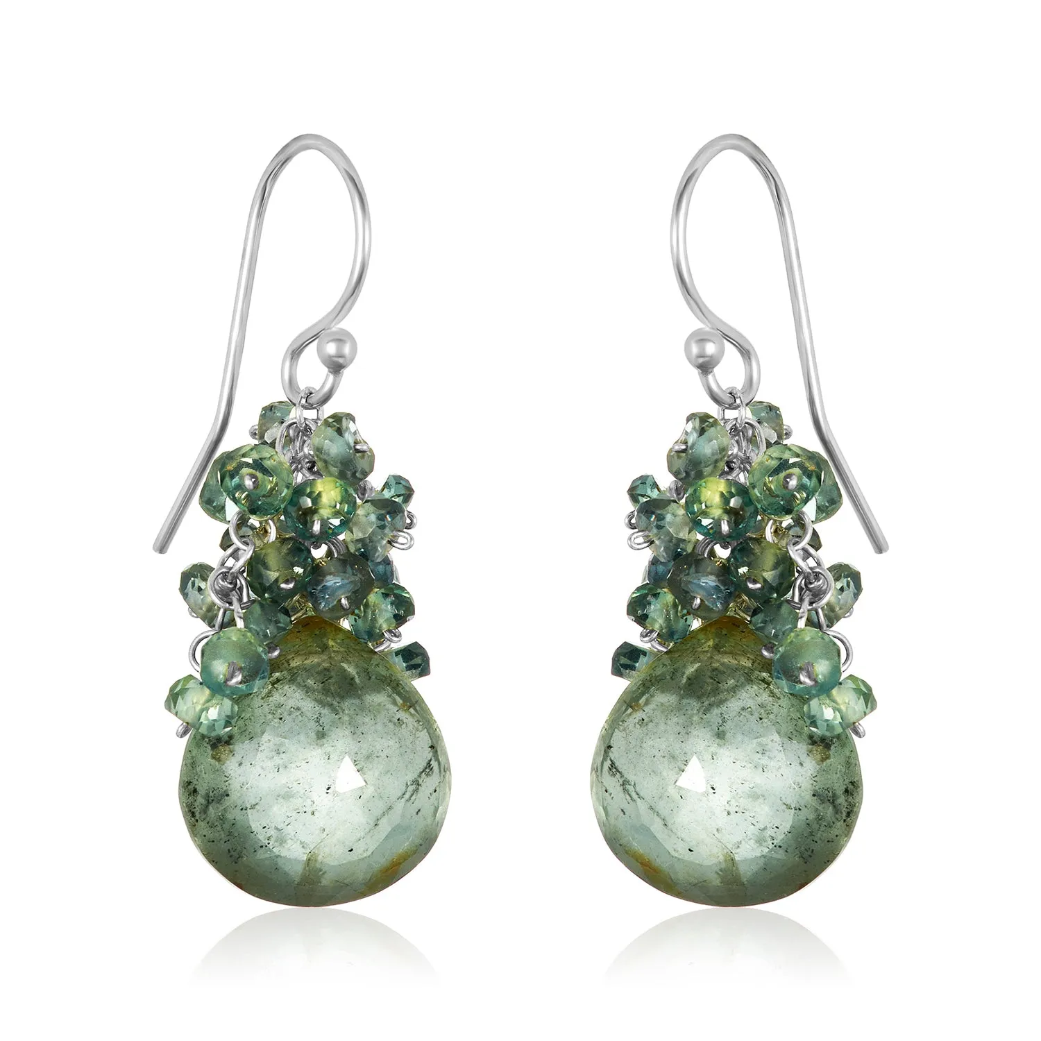 Moss Aquamarine Cluster Earrings