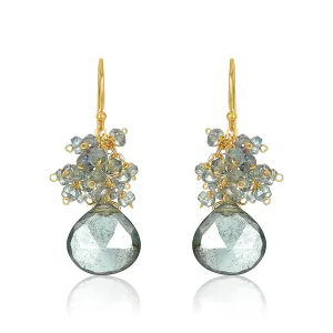 Moss Aquamarine Cluster Earrings