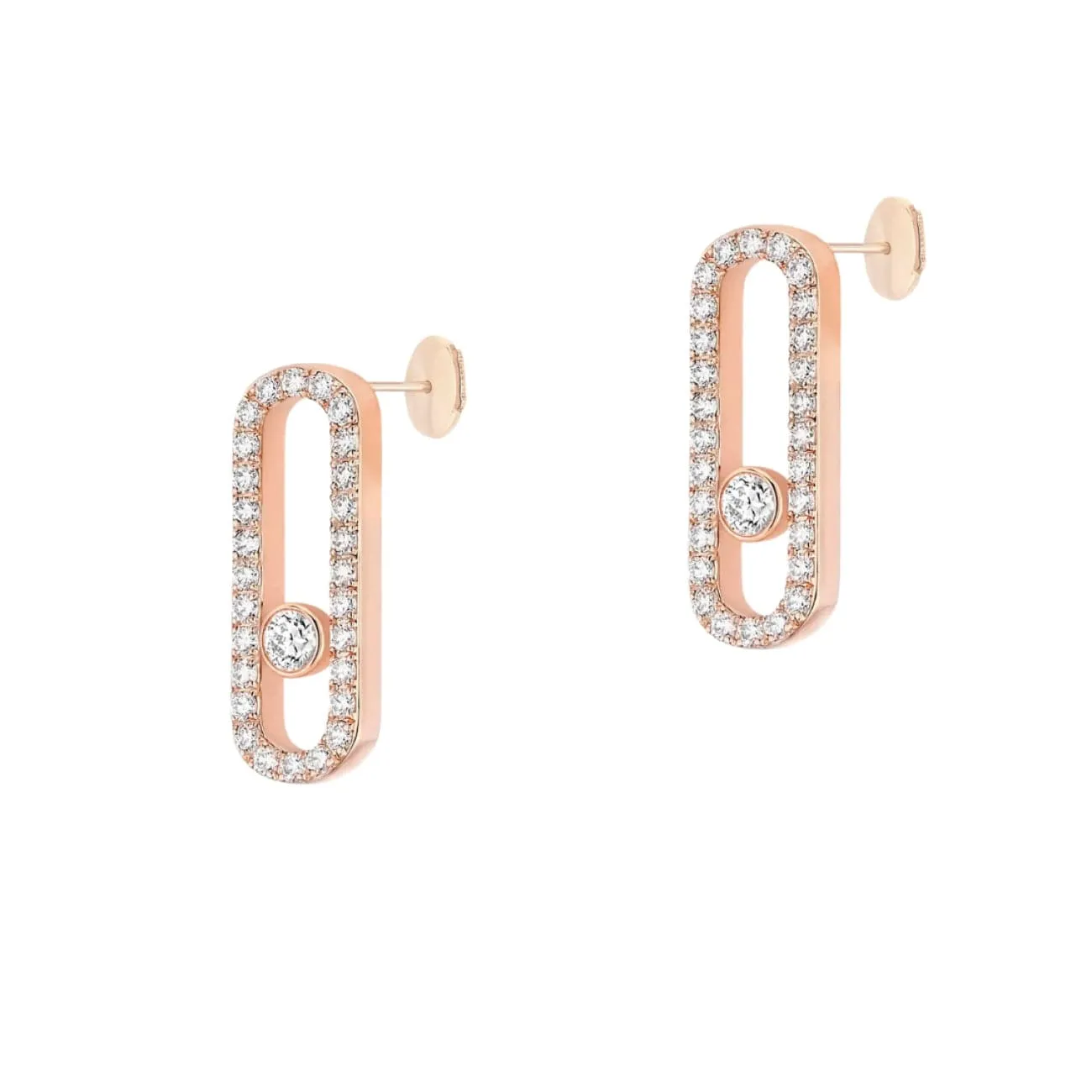 Move Uno Pavé-Set 18K Rose Gold Diamond Earrings