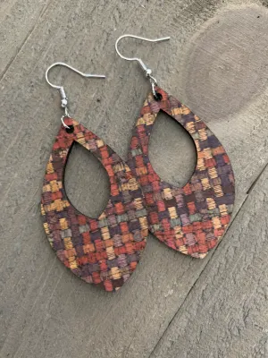Multi Color Weave Cork Teardrop Earring