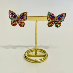 Multi coloured crystal Butterfly earrings
