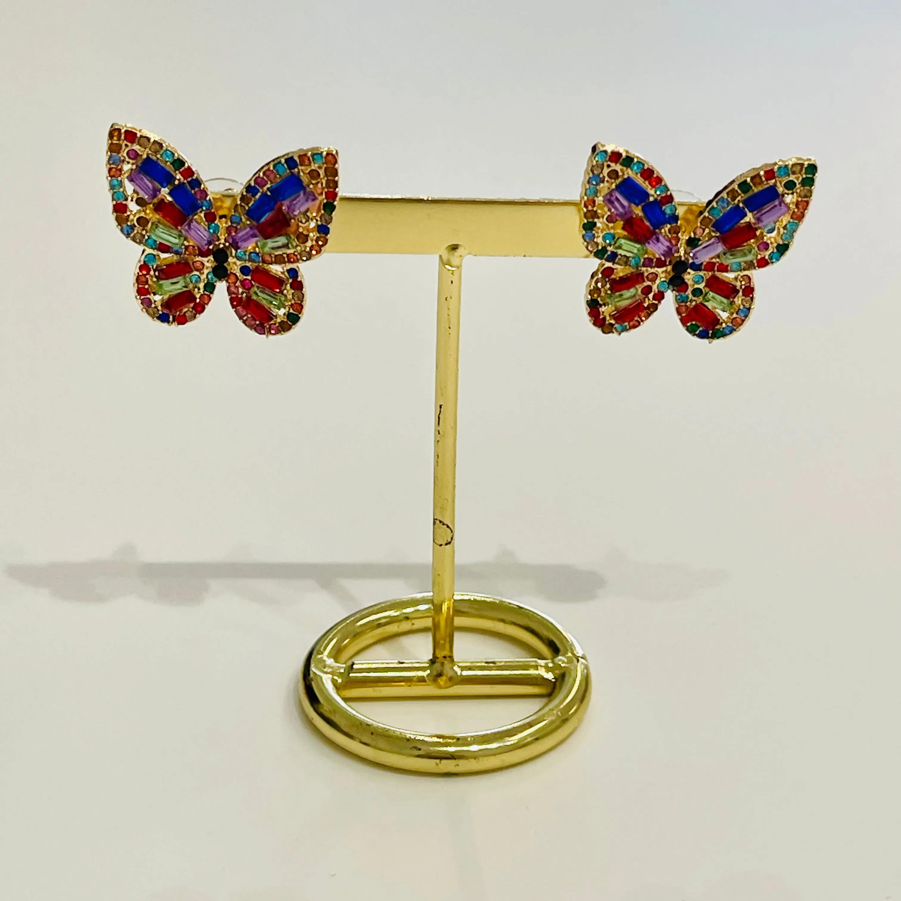 Multi coloured crystal Butterfly earrings