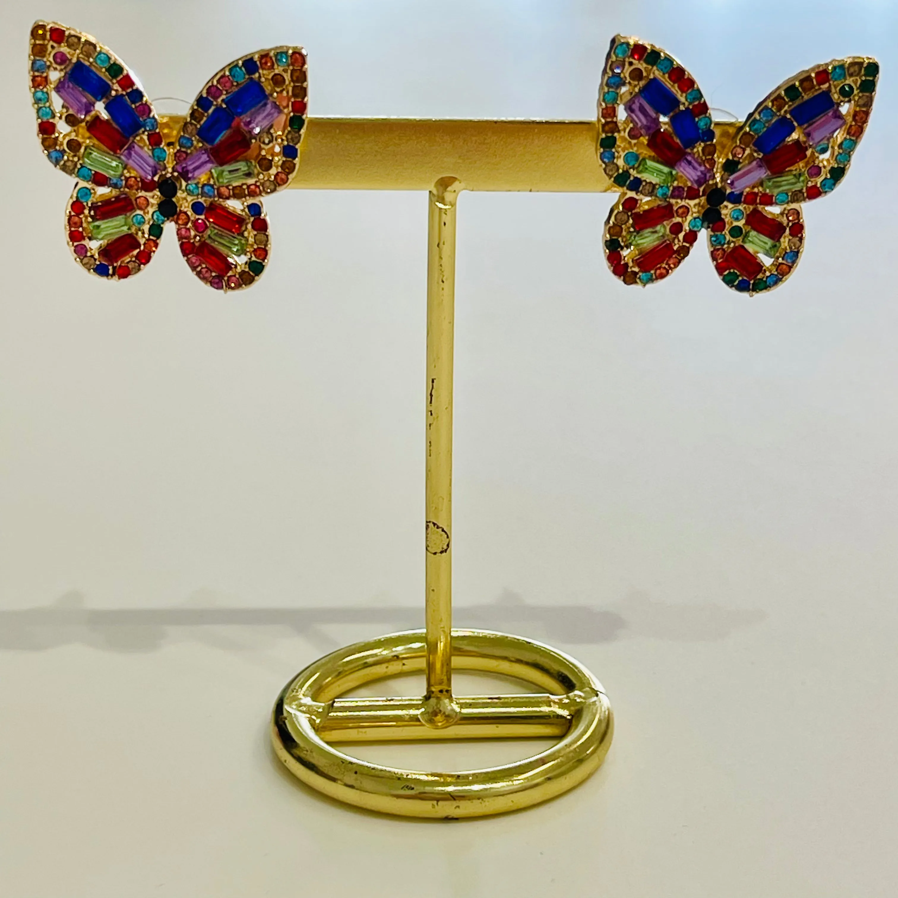 Multi coloured crystal Butterfly earrings