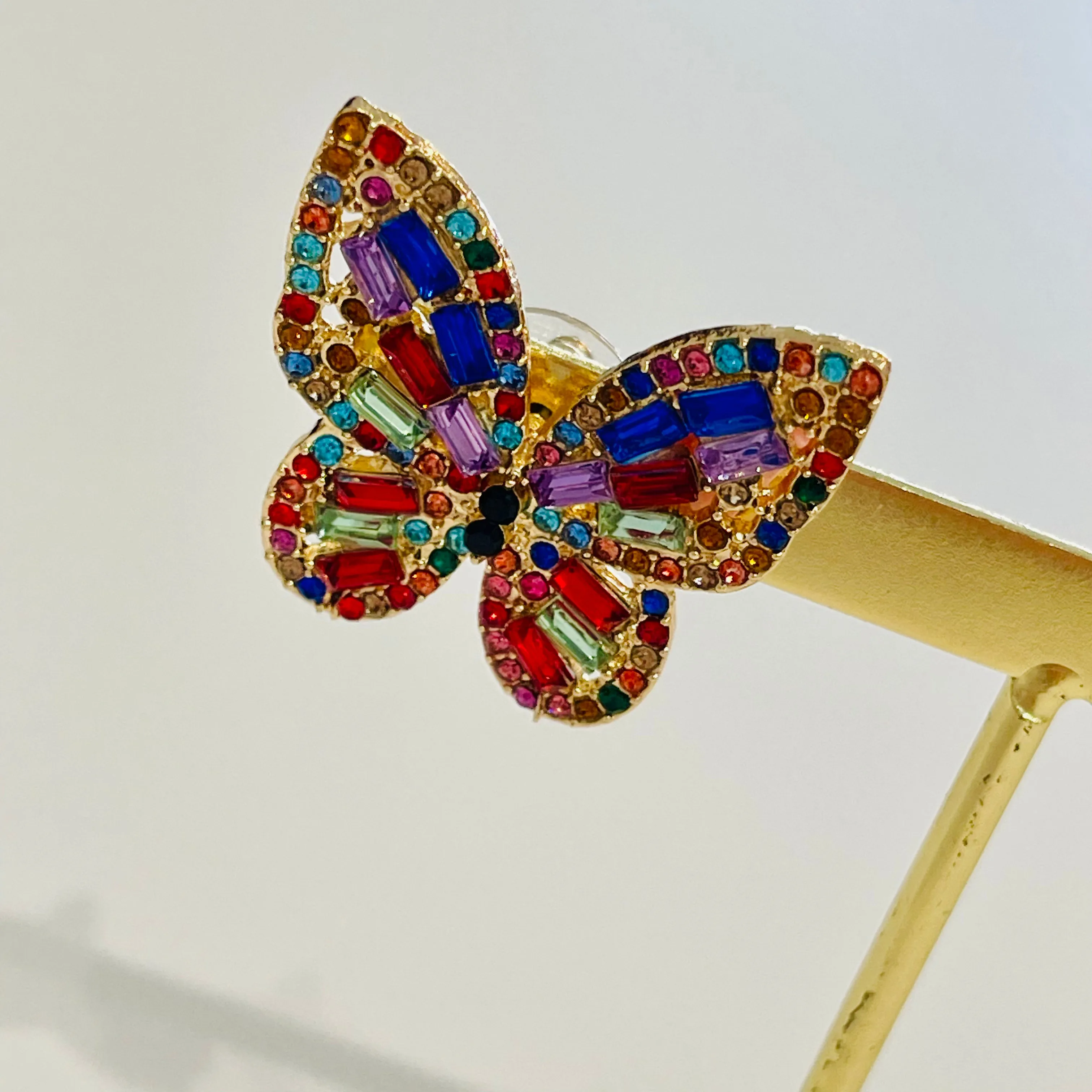 Multi coloured crystal Butterfly earrings