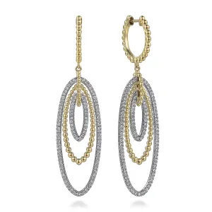 Multi Oval Diamond Bujukan Huggie Drop Earrings