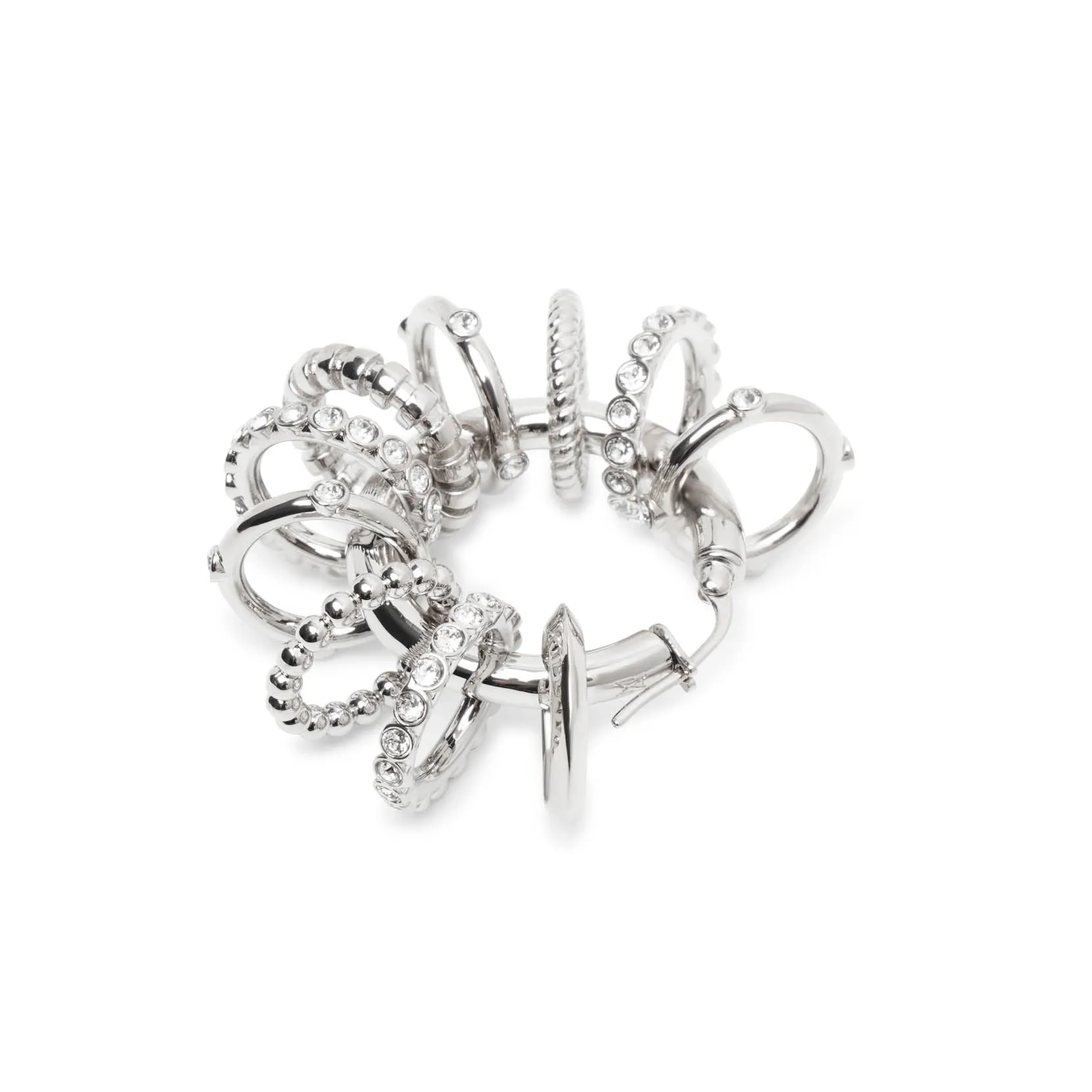 Multi ring hoop big white and silver crystal earrings