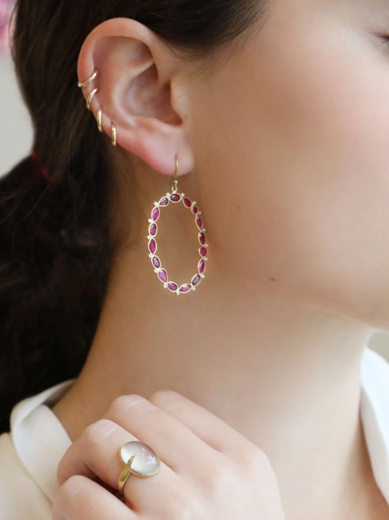 Multi-Shape Ruby "Mix-It-Up" Earrings with Diamonds