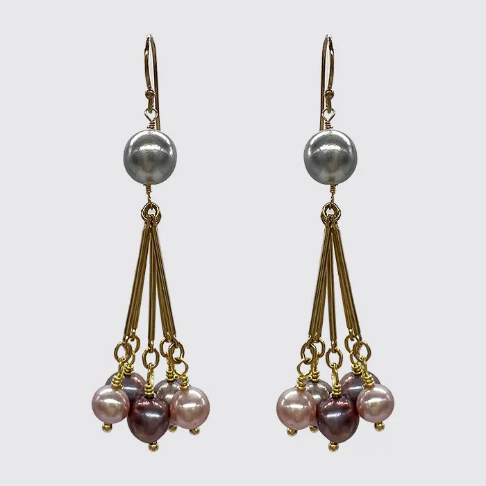 Multi Tone Freshwater Pearl Earrings