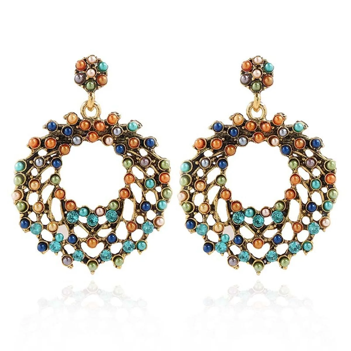 Multicolor Pearl & 18K Gold-Plated Circle Drop Earrings