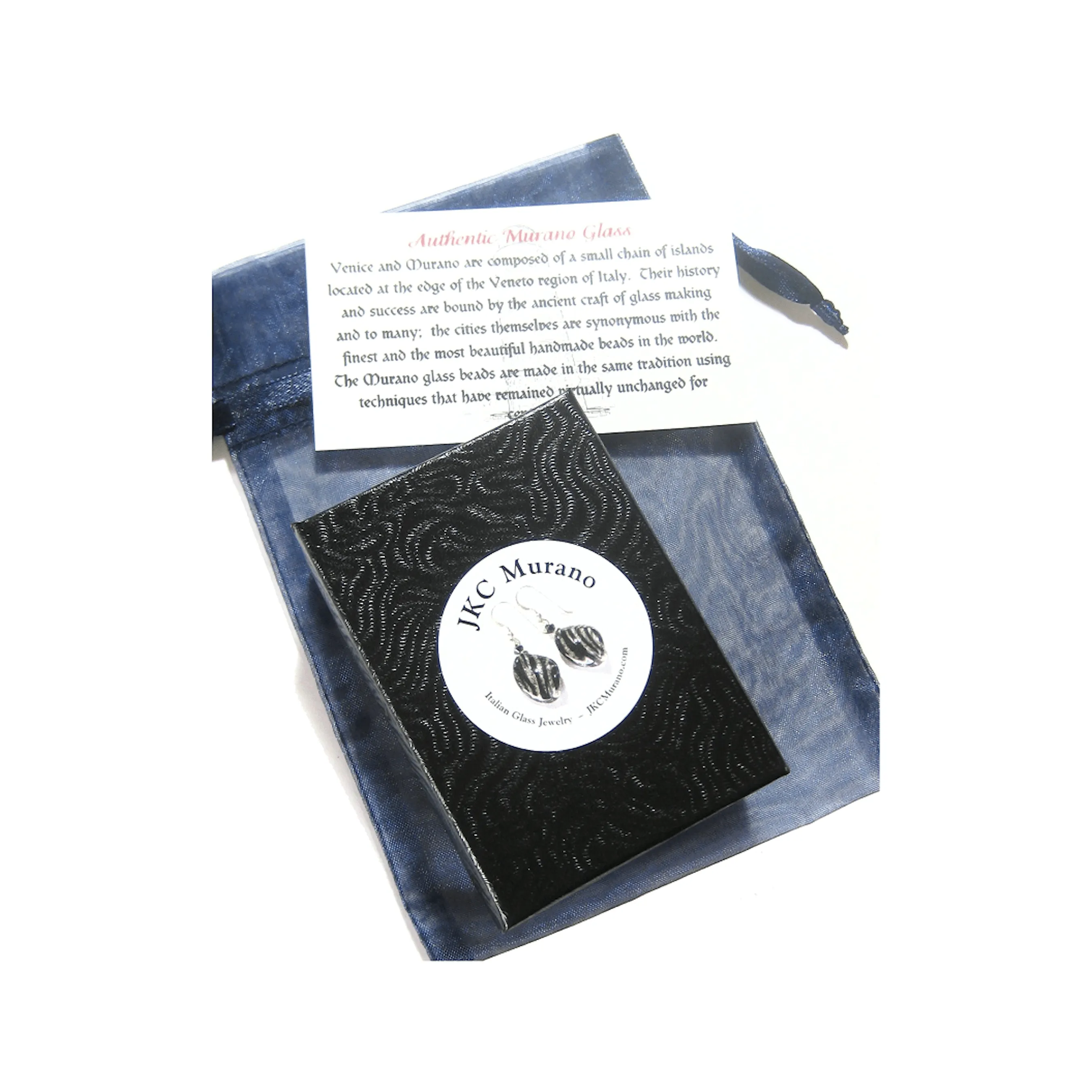 Murano Glass Cobalt Blue Disc Sterling Silver Earrings