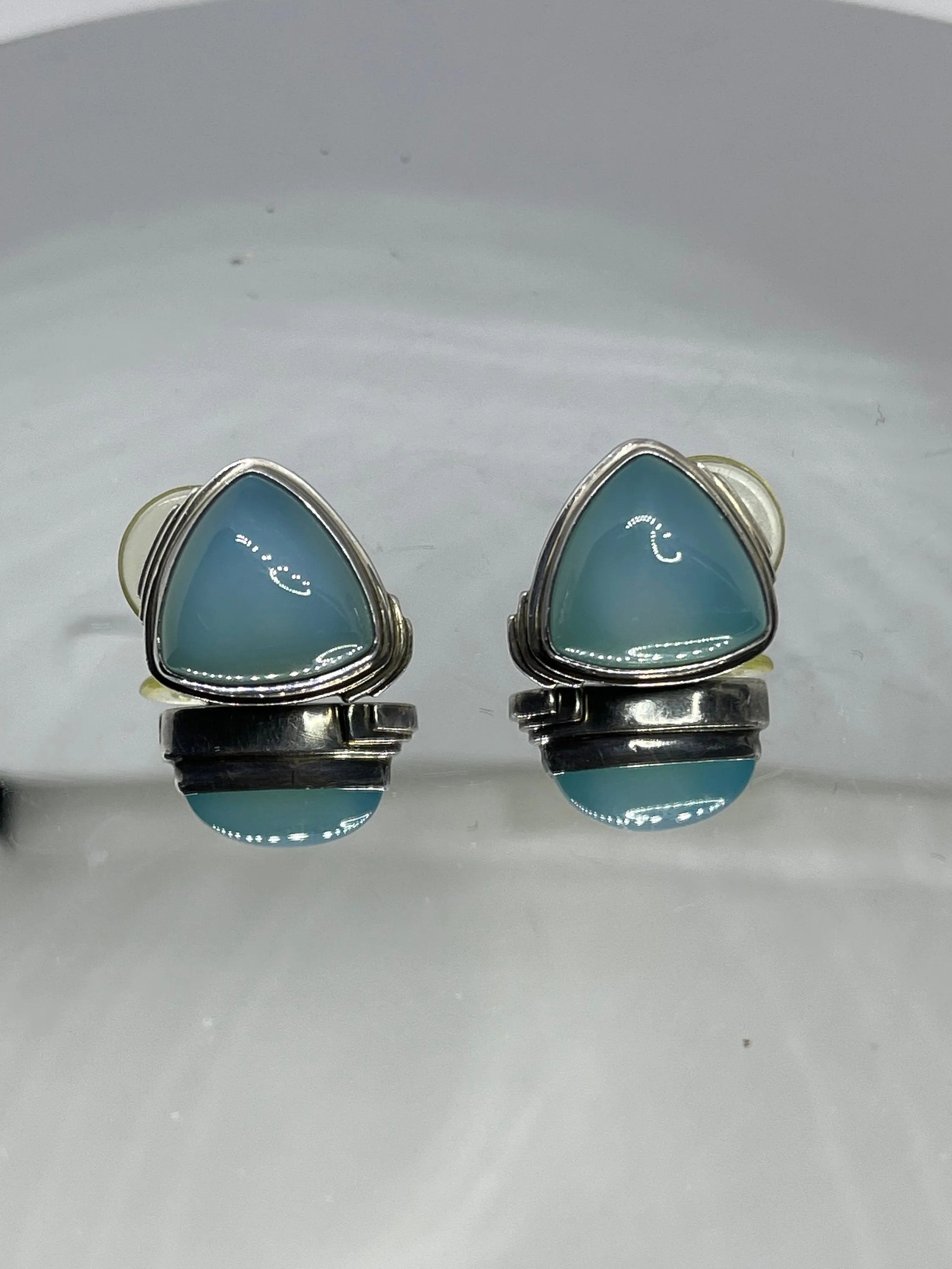 Natural Blue Chalcedony Sterling Silver Earrings