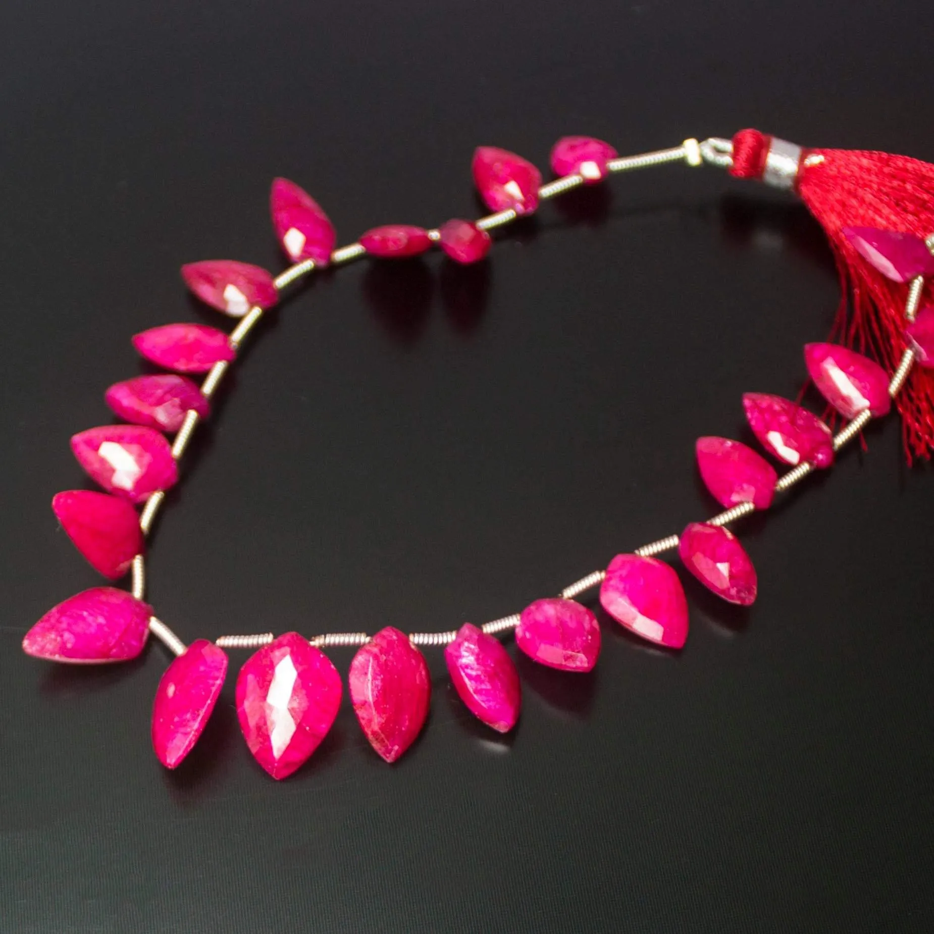 Natural Dyed Red Ruby Faceted Fancy Beads 11mm 14mm 8inches
