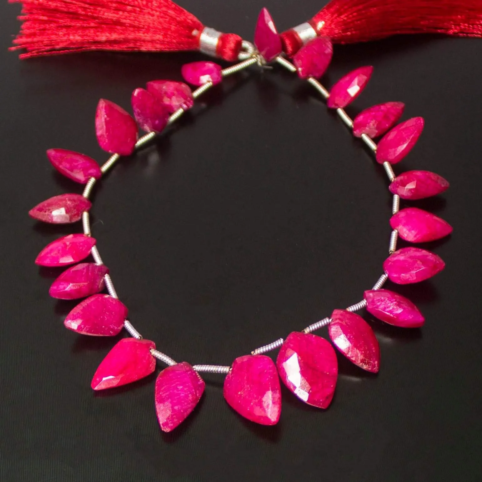 Natural Dyed Red Ruby Faceted Fancy Beads 11mm 14mm 8inches