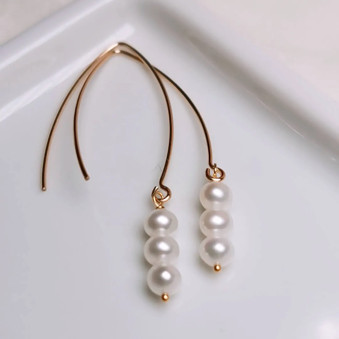 Natural Freshwater Cultured Pearl Dangle Earrings Handmade Jewelry for Women