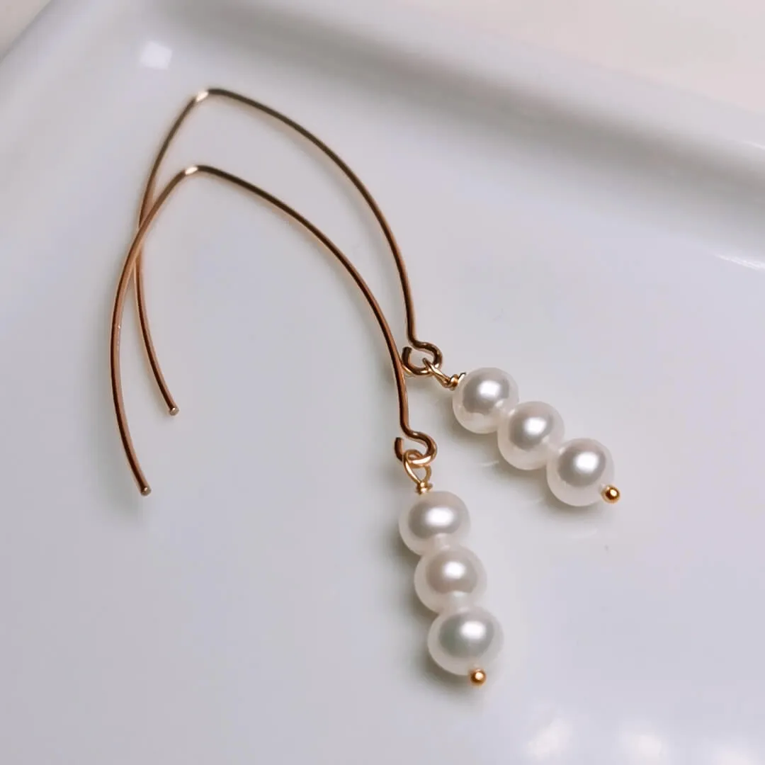 Natural Freshwater Cultured Pearl Dangle Earrings Handmade Jewelry for Women