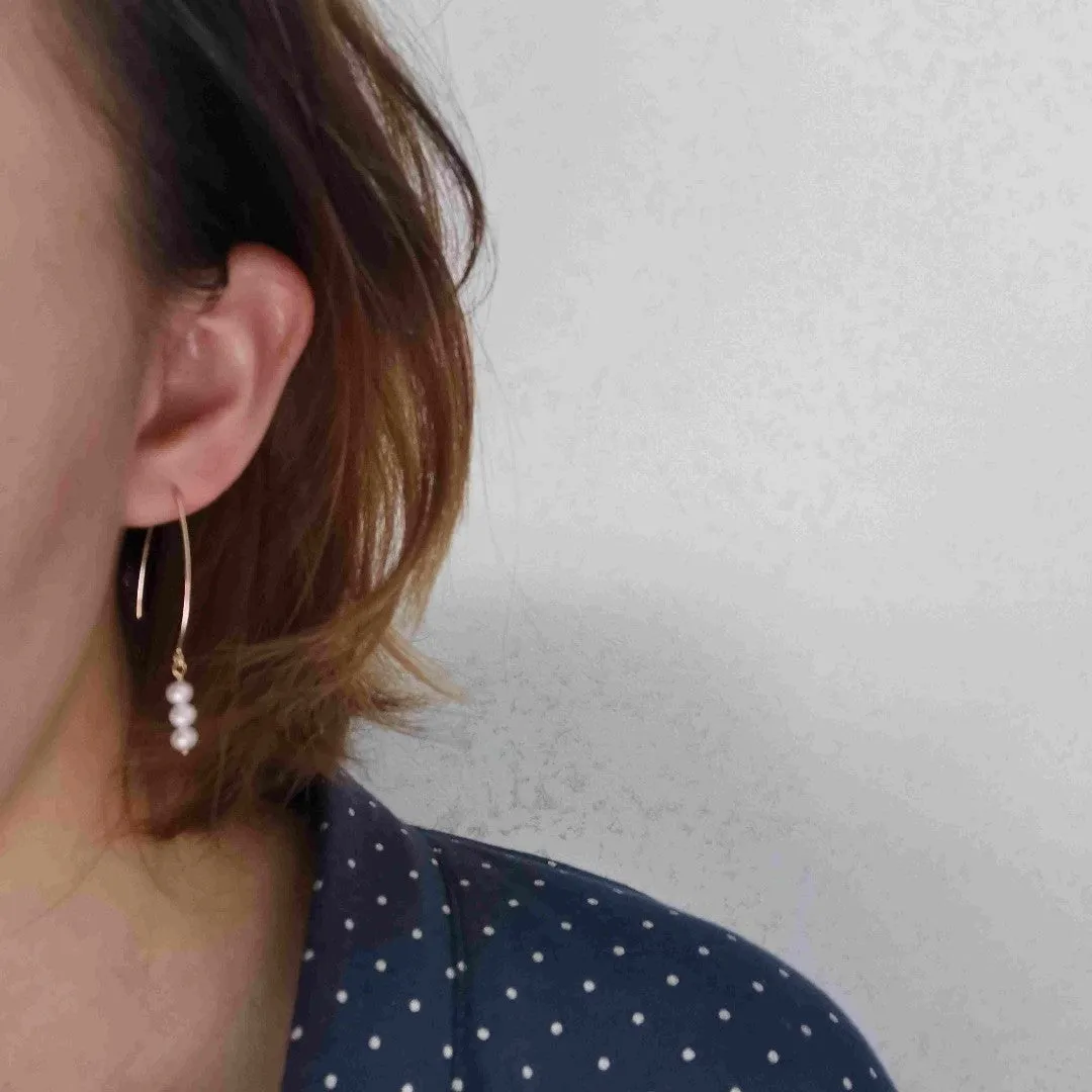 Natural Freshwater Cultured Pearl Dangle Earrings Handmade Jewelry for Women