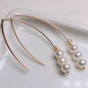 Natural Freshwater Cultured Pearl Dangle Earrings Handmade Jewelry for Women