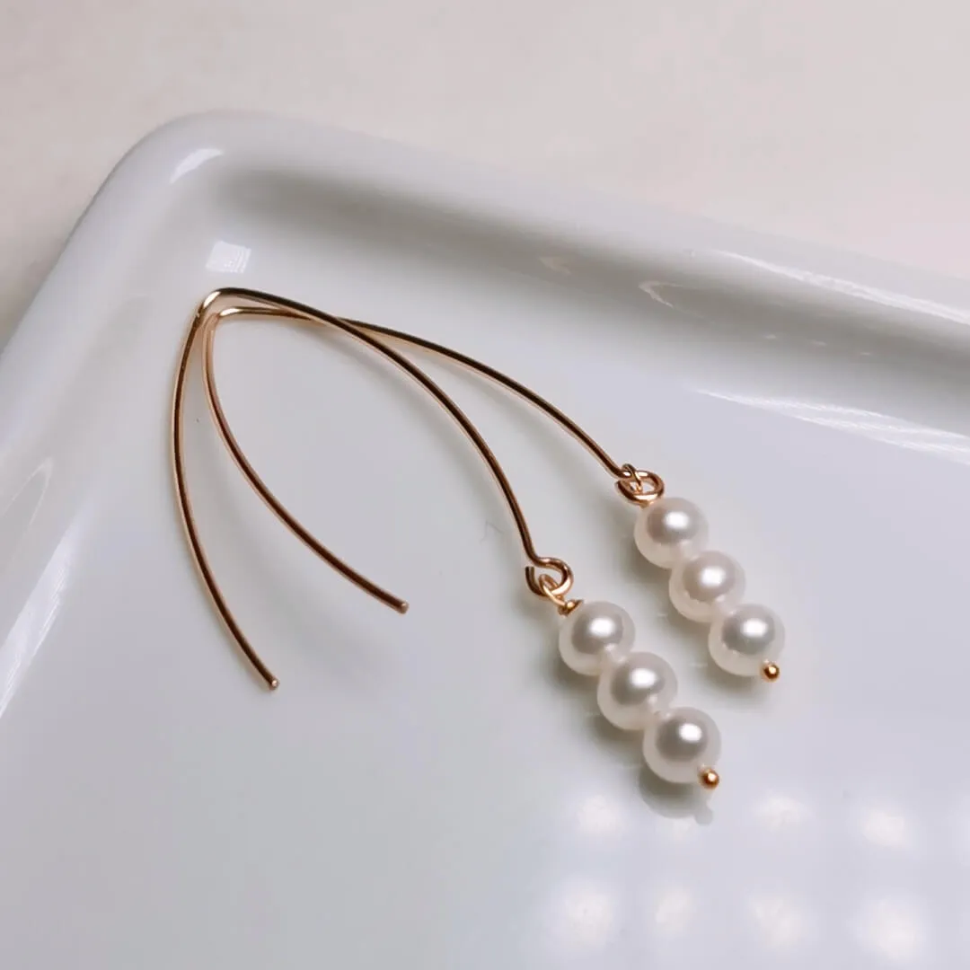 Natural Freshwater Cultured Pearl Dangle Earrings Handmade Jewelry for Women