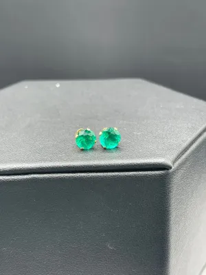 Natural Green Quartz 14k Yellow Gold Earrings