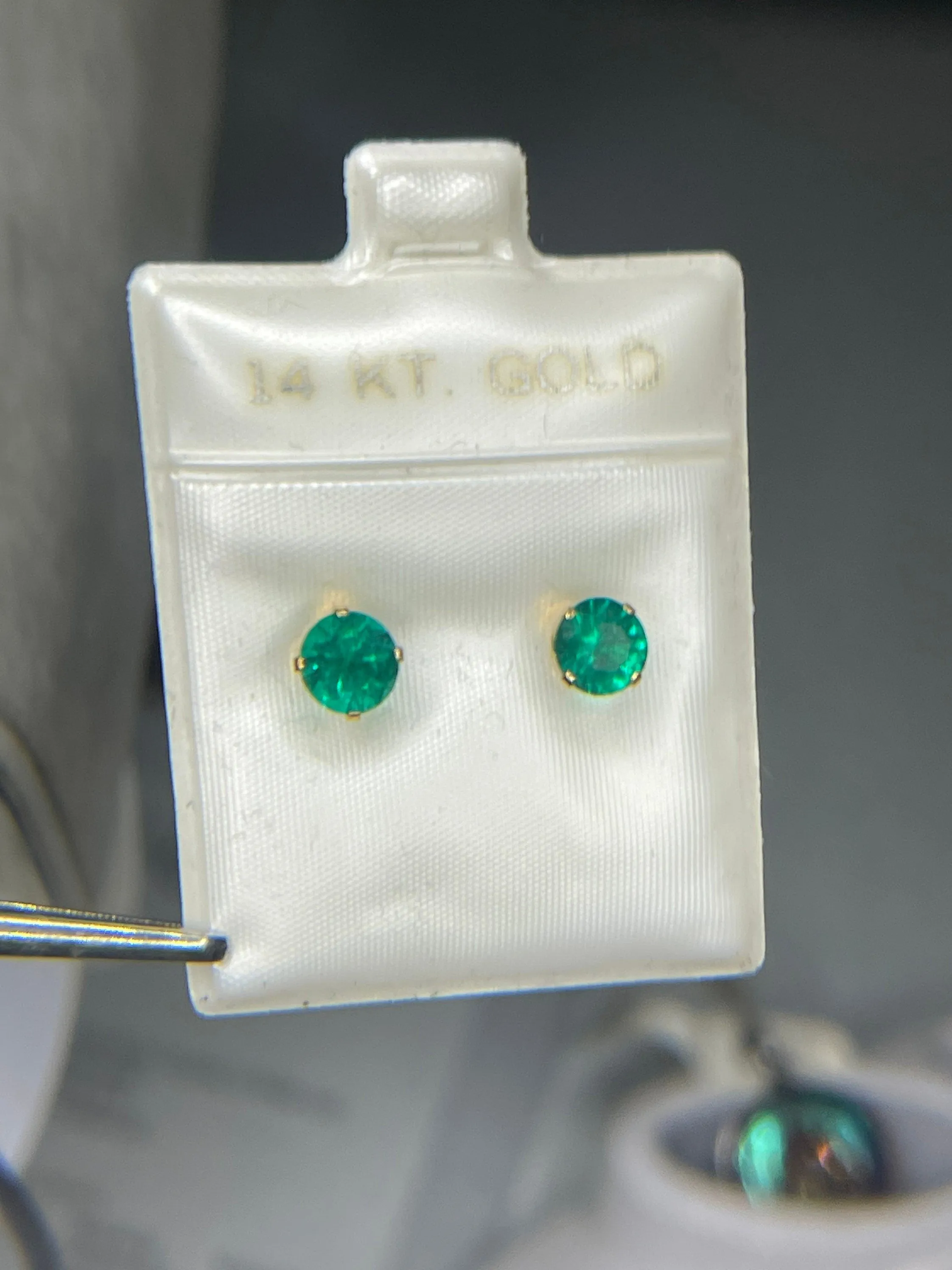 Natural Green Quartz 14k Yellow Gold Earrings