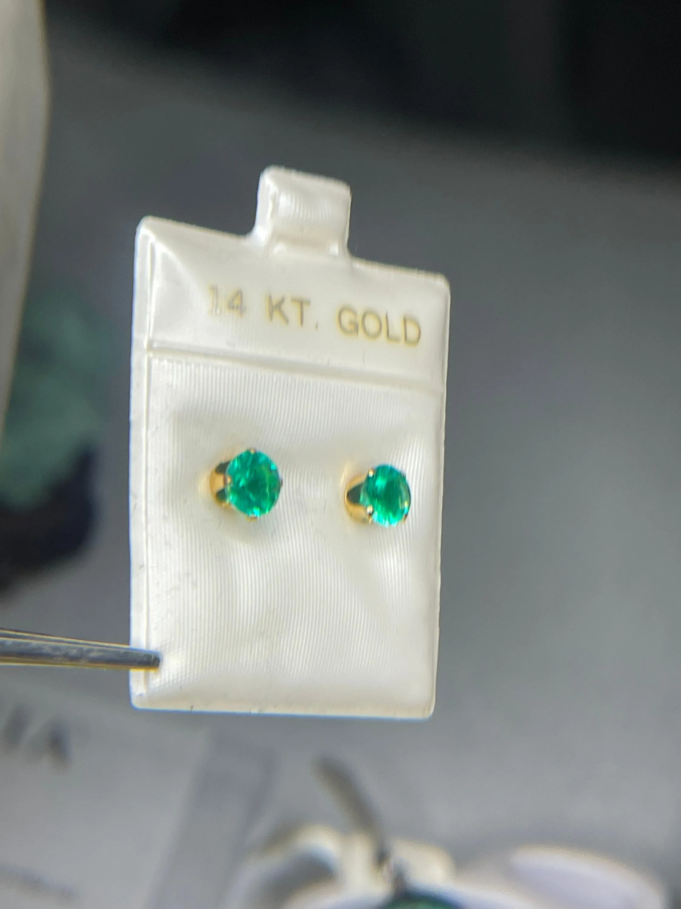 Natural Green Quartz 14k Yellow Gold Earrings