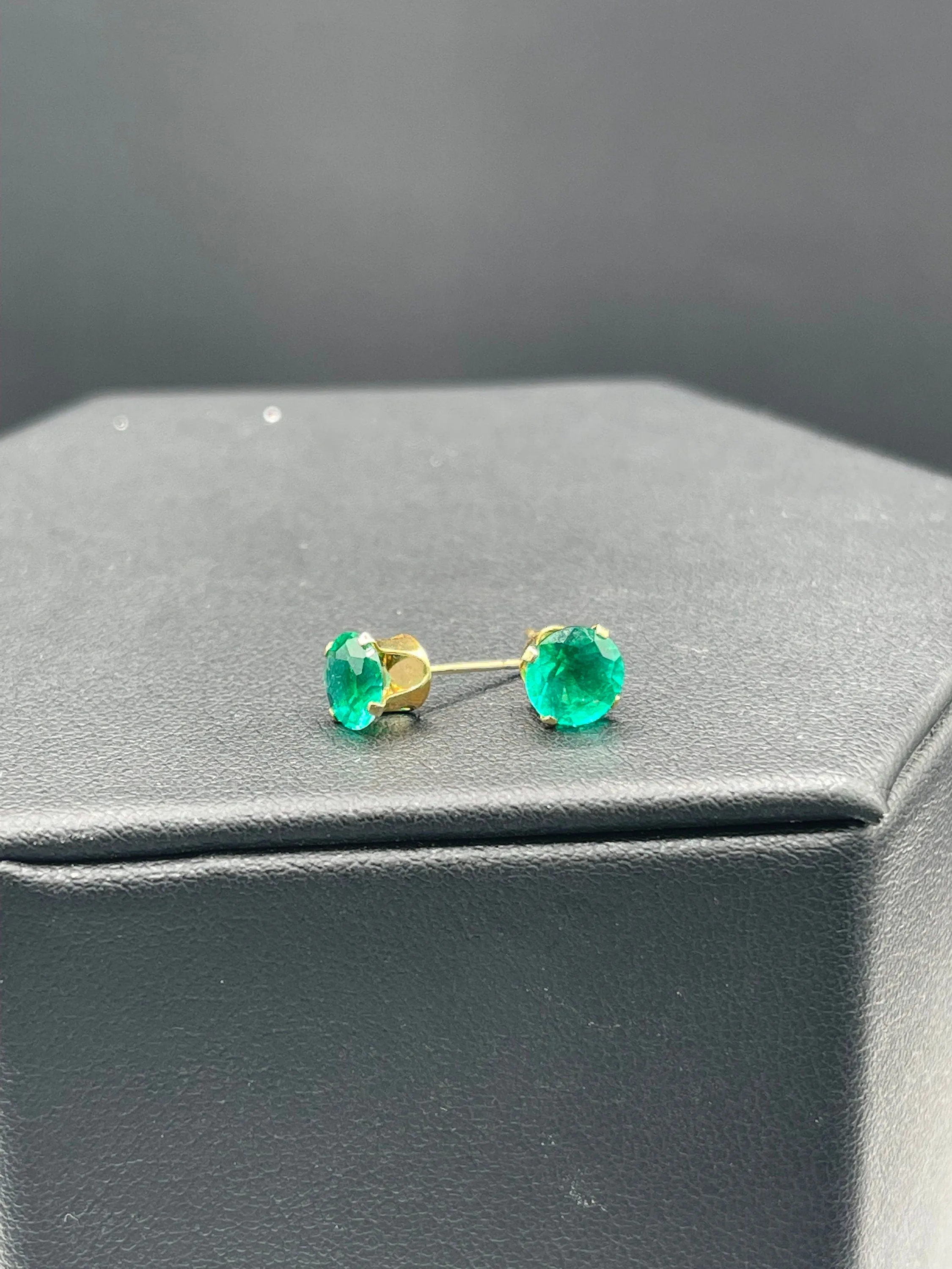Natural Green Quartz 14k Yellow Gold Earrings