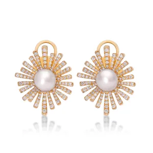 Natural Pearl Diamond Earrings