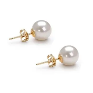 Natural Pearl Earrings 8 mm gold studs