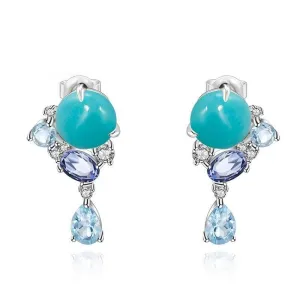 Natural Round Cut Amazonite Drop Earrings