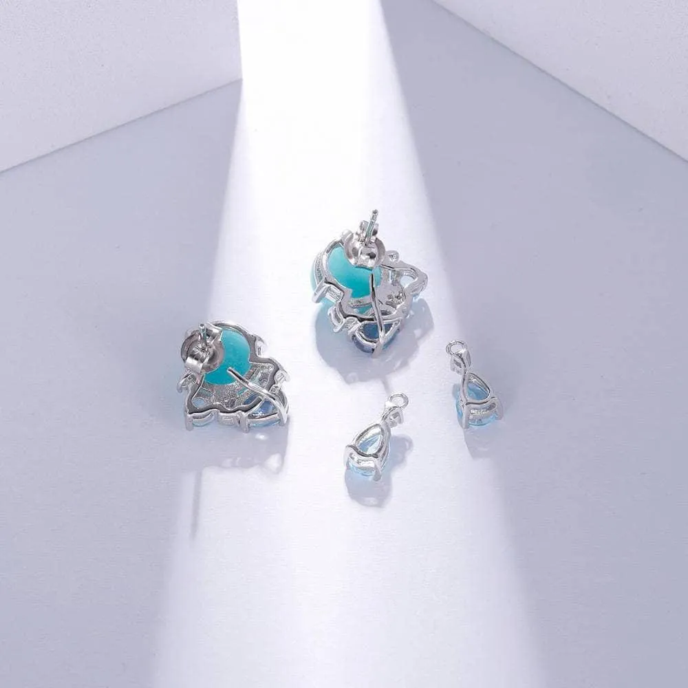 Natural Round Cut Amazonite Drop Earrings
