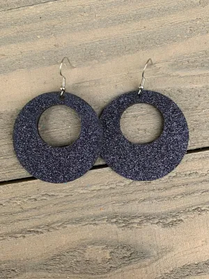 Navy Glitter Cork Hoop Earring