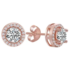 New Hot Popular Luxury Zircon Stud Earrings Elegant Rose Gold Plated Earrings for Women
