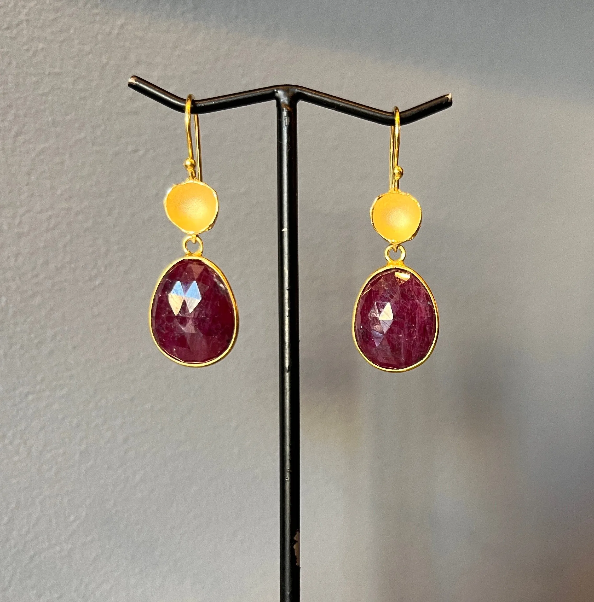 NEW! Large Pod and Ruby Earrings in Gold Vermeil by Sarah Richardson
